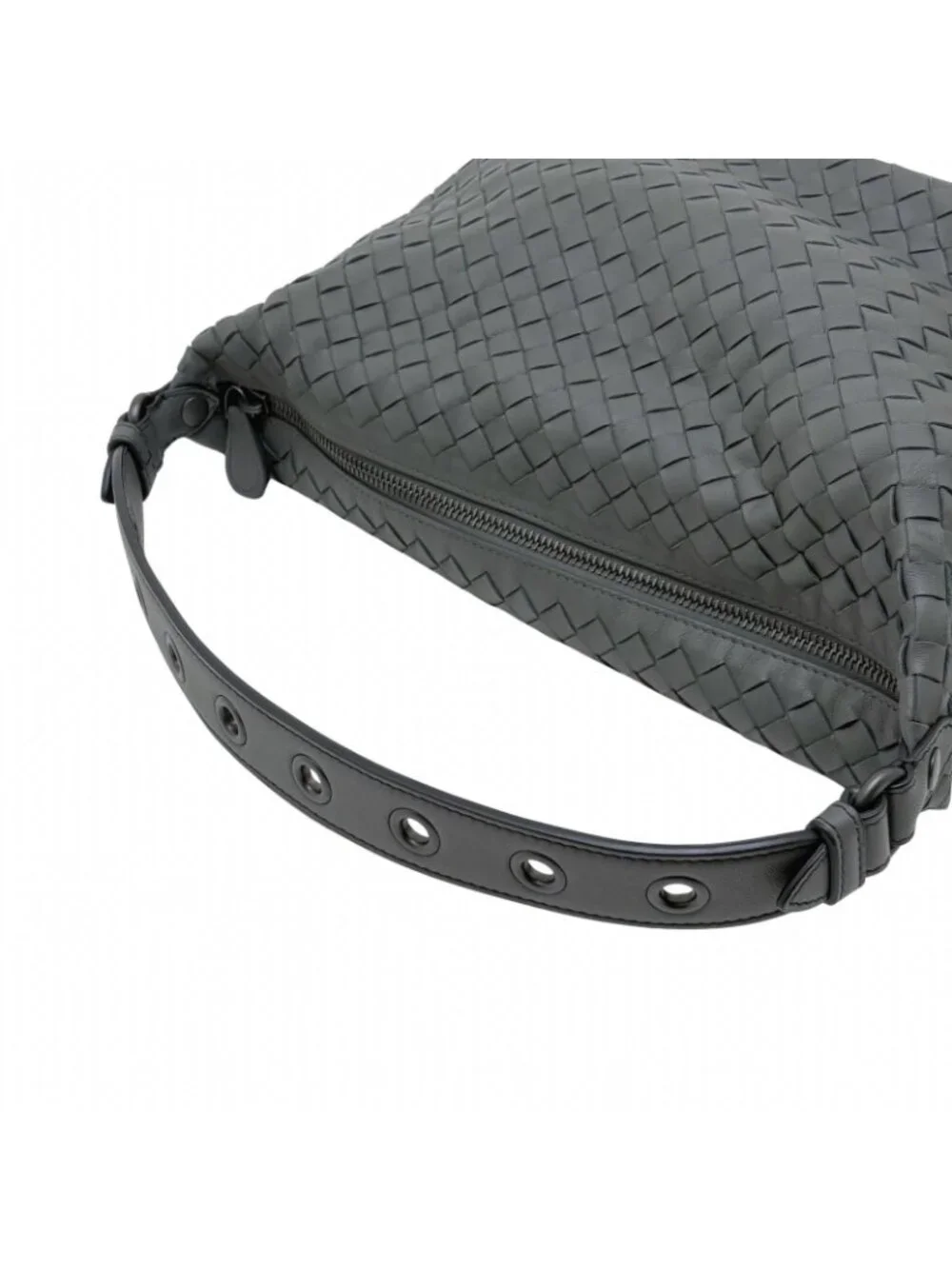Bottega Veneta Intrecciato Gray Leather Shoulder Bag